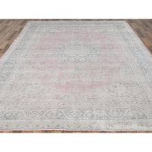 Load image into Gallery viewer, 8&#39;5&quot;x11&#39;9&quot; Soft Pink, Vintage Persian Kerman, Sheared Low Distressed Look, Worn Wool Hand Knotted, Oriental Rug FWR491580