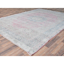 Load image into Gallery viewer, 8&#39;5&quot;x11&#39;9&quot; Soft Pink, Vintage Persian Kerman, Sheared Low Distressed Look, Worn Wool Hand Knotted, Oriental Rug FWR491580