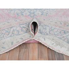 Load image into Gallery viewer, 8&#39;5&quot;x11&#39;9&quot; Soft Pink, Vintage Persian Kerman, Sheared Low Distressed Look, Worn Wool Hand Knotted, Oriental Rug FWR491580