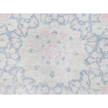 Load image into Gallery viewer, 8&#39;5&quot;x11&#39;9&quot; Soft Pink, Vintage Persian Kerman, Sheared Low Distressed Look, Worn Wool Hand Knotted, Oriental Rug FWR491580