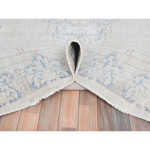 Load image into Gallery viewer, 7&#39;10&quot;x10&#39;6&quot; Ivory, Distressed Look Worn Wool, Hand Knotted Old Persian Kerman Cropped Thin, Oriental Rug FWR491598