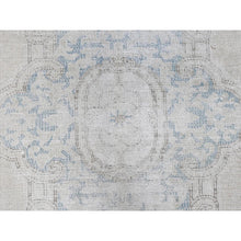Load image into Gallery viewer, 7&#39;10&quot;x10&#39;6&quot; Ivory, Distressed Look Worn Wool, Hand Knotted Old Persian Kerman Cropped Thin, Oriental Rug FWR491598