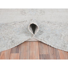 Load image into Gallery viewer, 8&#39;x13&#39;7&quot; Ivory, Old Persian Kerman, Cropped Thin Distressed Look, Worn Wool Hand Knotted, Gallery Size Oriental Rug FWR491634