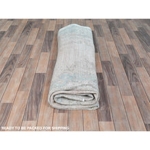 Load image into Gallery viewer, 8&#39;x13&#39;7&quot; Ivory, Old Persian Kerman, Cropped Thin Distressed Look, Worn Wool Hand Knotted, Gallery Size Oriental Rug FWR491634