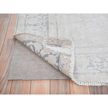 Load image into Gallery viewer, 6&#39;4&quot;x9&#39;3&quot; Ivory, Distressed Look Worn Wool Hand Knotted, Vintage Persian Kerman Sheared Low, Oriental Rug FWR491664