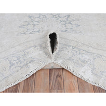 Load image into Gallery viewer, 6&#39;4&quot;x9&#39;3&quot; Ivory, Distressed Look Worn Wool Hand Knotted, Vintage Persian Kerman Sheared Low, Oriental Rug FWR491664