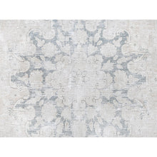 Load image into Gallery viewer, 6&#39;4&quot;x9&#39;3&quot; Ivory, Distressed Look Worn Wool Hand Knotted, Vintage Persian Kerman Sheared Low, Oriental Rug FWR491664