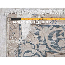 Load image into Gallery viewer, 6&#39;4&quot;x9&#39;3&quot; Ivory, Distressed Look Worn Wool Hand Knotted, Vintage Persian Kerman Sheared Low, Oriental Rug FWR491664