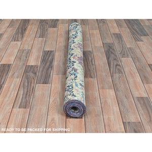 3'9"x7' Vine Red, Vintage Persian Kerman Sheared Low, Distressed Look Worn Wool Hand Knotted, Oriental Rug FWR491676
