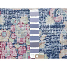 Load image into Gallery viewer, 1&#39;7&quot;x1&#39;7&quot; Navy Blue, Distressed Look Worn Wool Hand Knotted, Old Persian Kerman Cropped Thin, Square Oriental Rug FWR491706