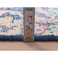 Load image into Gallery viewer, 1&#39;7&quot;x1&#39;7&quot; Navy Blue, Distressed Look Worn Wool Hand Knotted, Old Persian Kerman Cropped Thin, Square Oriental Rug FWR491706