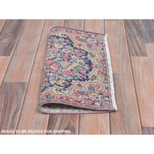 Load image into Gallery viewer, 1&#39;8&quot;x1&#39;8&quot; Colorful, Sheared Low Distressed Look Worn Wool Hand Knotted, Vintage Persian Kerman Shabby Chic, Square Oriental Rug FWR491736