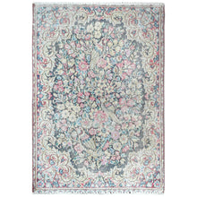 Load image into Gallery viewer, 1&#39;8&quot;x2&#39;4&quot; Colorful, Worn Wool Hand Knotted, Old Persian Kerman Cropped Thin Distressed Look, Oriental Mat Rug FWR491766