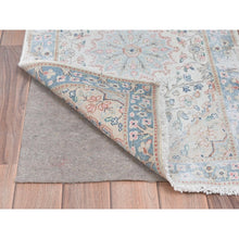 Load image into Gallery viewer, 2&#39;x2&#39;10&quot; Ivory, Hand Knotted Old Persian Kerman, Cropped Thin Distressed Look Worn Wool, Mat Oriental Rug FWR491790