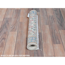 Load image into Gallery viewer, 2&#39;x2&#39;10&quot; Ivory, Hand Knotted Old Persian Kerman, Cropped Thin Distressed Look Worn Wool, Mat Oriental Rug FWR491790