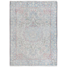 Load image into Gallery viewer, 2&#39;x2&#39;7&quot; Ivory, Vintage Persian Kerman Sheared Low, Distressed Look Worn Wool Hand Knotted, Mat Oriental Rug FWR491796
