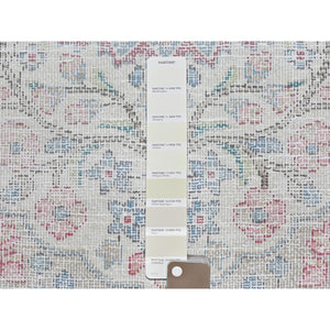 2'x2'7" Ivory, Vintage Persian Kerman Sheared Low, Distressed Look Worn Wool Hand Knotted, Mat Oriental Rug FWR491796