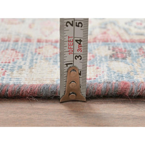2'x2'7" Ivory, Vintage Persian Kerman Sheared Low, Distressed Look Worn Wool Hand Knotted, Mat Oriental Rug FWR491796