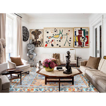 Load image into Gallery viewer, 8&#39;3&quot;x9&#39;7&quot; Silver Gray, Dense Weave Organic Wool, Hand Knotted Armenian Inspired Caucasian Design, 200 KPSI Vegetable Dyes, Oriental Rug FWR492174