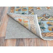 Load image into Gallery viewer, 8&#39;3&quot;x9&#39;7&quot; Silver Gray, Dense Weave Organic Wool, Hand Knotted Armenian Inspired Caucasian Design, 200 KPSI Vegetable Dyes, Oriental Rug FWR492174