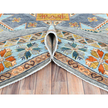 Load image into Gallery viewer, 8&#39;3&quot;x9&#39;7&quot; Silver Gray, Dense Weave Organic Wool, Hand Knotted Armenian Inspired Caucasian Design, 200 KPSI Vegetable Dyes, Oriental Rug FWR492174