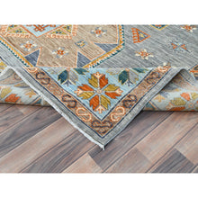 Load image into Gallery viewer, 8&#39;3&quot;x9&#39;7&quot; Silver Gray, Dense Weave Organic Wool, Hand Knotted Armenian Inspired Caucasian Design, 200 KPSI Vegetable Dyes, Oriental Rug FWR492174