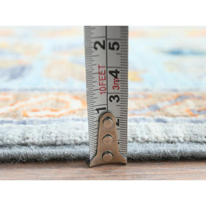 8'3"x9'7" Silver Gray, Dense Weave Organic Wool, Hand Knotted Armenian Inspired Caucasian Design, 200 KPSI Vegetable Dyes, Oriental Rug FWR492174