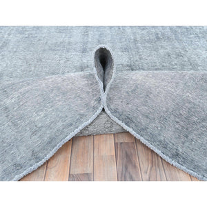 9'5"x12'2" Light Gray, Shaved Down Rustic Look, Worn Wool Hand Knotted, Vintage Persian Tabriz, Oriental Rug FWR492582