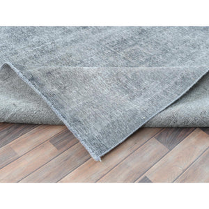 9'5"x12'2" Light Gray, Shaved Down Rustic Look, Worn Wool Hand Knotted, Vintage Persian Tabriz, Oriental Rug FWR492582