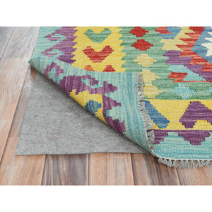 8'3"x9'9" Colorful, Flat Weave Natural Wool, Hand Woven Afghan Kilim with Geometric Design, Vegetable Dyes Reversible, Oriental Rug FWR493290