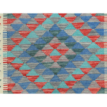 Load image into Gallery viewer, 3&#39;8&quot;x5&#39;10&quot; Colorful, Flat Weave Extra Soft Wool, Hand Woven Afghan Kilim with Geometric Design, Vegetable Dyes Reversible, Oriental Rug FWR493398