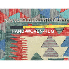 Load image into Gallery viewer, 3&#39;8&quot;x5&#39;10&quot; Colorful, Flat Weave Extra Soft Wool, Hand Woven Afghan Kilim with Geometric Design, Vegetable Dyes Reversible, Oriental Rug FWR493398