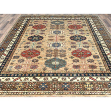 Load image into Gallery viewer, 8&#39;x9&#39;9&quot; Wheat Color, Dense Weave Soft Wool, Hand Knotted Afghan Super Kazak with Geometric Design, Vegetable Dyes, Oriental Rug FWR493662