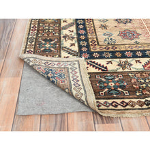 Load image into Gallery viewer, 8&#39;x9&#39;9&quot; Wheat Color, Dense Weave Soft Wool, Hand Knotted Afghan Super Kazak with Geometric Design, Vegetable Dyes, Oriental Rug FWR493662