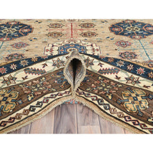 Load image into Gallery viewer, 8&#39;x9&#39;9&quot; Wheat Color, Dense Weave Soft Wool, Hand Knotted Afghan Super Kazak with Geometric Design, Vegetable Dyes, Oriental Rug FWR493662