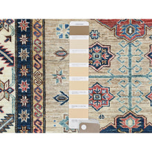 Load image into Gallery viewer, 8&#39;x9&#39;9&quot; Wheat Color, Dense Weave Soft Wool, Hand Knotted Afghan Super Kazak with Geometric Design, Vegetable Dyes, Oriental Rug FWR493662