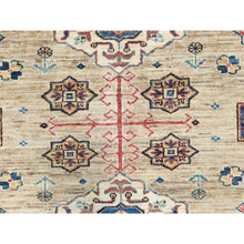 Load image into Gallery viewer, 8&#39;x9&#39;9&quot; Wheat Color, Dense Weave Soft Wool, Hand Knotted Afghan Super Kazak with Geometric Design, Vegetable Dyes, Oriental Rug FWR493662