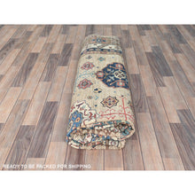 Load image into Gallery viewer, 8&#39;x9&#39;9&quot; Wheat Color, Dense Weave Soft Wool, Hand Knotted Afghan Super Kazak with Geometric Design, Vegetable Dyes, Oriental Rug FWR493662