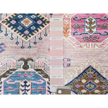 Load image into Gallery viewer, 8&#39;10&quot;x12&#39; Blush Pink, Dense Weave Organic Wool, Hand Knotted Afghan Super Kazak with Tribal Geometric Medallions, Vegetable Dyes, Oriental Rug FWR493734