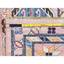 Load image into Gallery viewer, 8&#39;10&quot;x12&#39; Blush Pink, Dense Weave Organic Wool, Hand Knotted Afghan Super Kazak with Tribal Geometric Medallions, Vegetable Dyes, Oriental Rug FWR493734