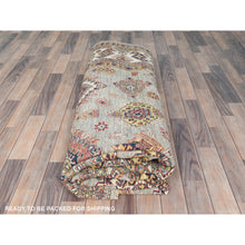 Load image into Gallery viewer, 9&#39;x12&#39;4&quot; Stone Gray, Dense Weave Extra Soft Wool, Hand Knotted Afghan Super Kazak with Geometric Medallions, Vegetable Dyes, Oriental Rug FWR493878