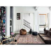 Load image into Gallery viewer, 9&#39;9&quot;x9&#39;9&quot; Silver Pink, Afghan Super Kazak with Geometric Medallions, Vegetable Dyes Dense Weave, Organic Wool Hand Knotted, Square Oriental Rug FWR493914