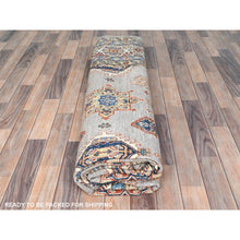 Load image into Gallery viewer, 9&#39;9&quot;x9&#39;9&quot; Silver Pink, Afghan Super Kazak with Geometric Medallions, Vegetable Dyes Dense Weave, Organic Wool Hand Knotted, Square Oriental Rug FWR493914