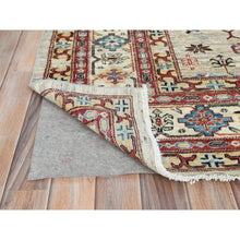 Load image into Gallery viewer, 8&#39;x9&#39;6&quot; Cream, Afghan Super Kazak with Large Medallions, Vegetable Dyes Dense Weave, Extra Soft Wool Hand Knotted, Oriental Rug FWR493938