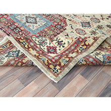 Load image into Gallery viewer, 8&#39;x9&#39;6&quot; Cream, Afghan Super Kazak with Large Medallions, Vegetable Dyes Dense Weave, Extra Soft Wool Hand Knotted, Oriental Rug FWR493938