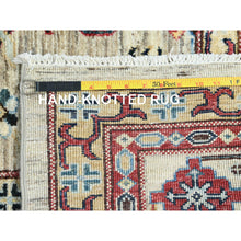 Load image into Gallery viewer, 8&#39;x9&#39;6&quot; Cream, Afghan Super Kazak with Large Medallions, Vegetable Dyes Dense Weave, Extra Soft Wool Hand Knotted, Oriental Rug FWR493938