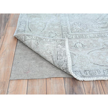Load image into Gallery viewer, 9&#39;4&quot;x12&#39;3&quot; Blueish Gray, Worn Down Rustic Feel, Worn Wool Hand Knotted, Vintage Persian Tabriz, Oriental Rug FWR494040