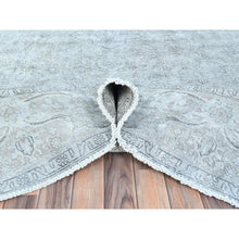 Load image into Gallery viewer, 9&#39;4&quot;x12&#39;3&quot; Blueish Gray, Worn Down Rustic Feel, Worn Wool Hand Knotted, Vintage Persian Tabriz, Oriental Rug FWR494040