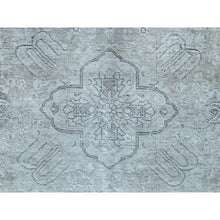 Load image into Gallery viewer, 9&#39;4&quot;x12&#39;3&quot; Blueish Gray, Worn Down Rustic Feel, Worn Wool Hand Knotted, Vintage Persian Tabriz, Oriental Rug FWR494040