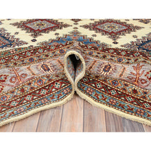 Load image into Gallery viewer, 9&#39;3&quot;x12&#39; Ivory, Afghan Super Kazak with Geometric Medallions, Natural Dyes Densely Woven, Natural Wool Hand Knotted, Oriental Rug FWR494280